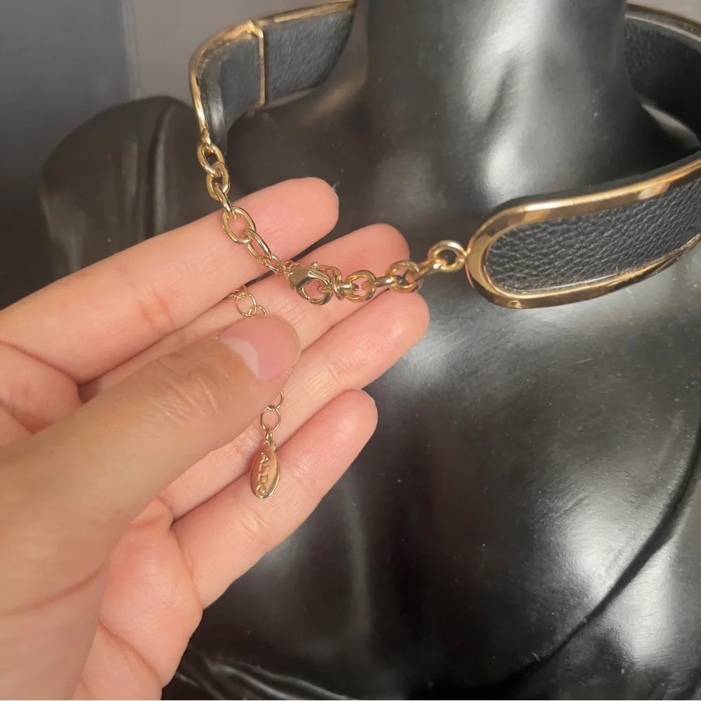 Aldo black leather gold tone choker - Picture 4 of 4